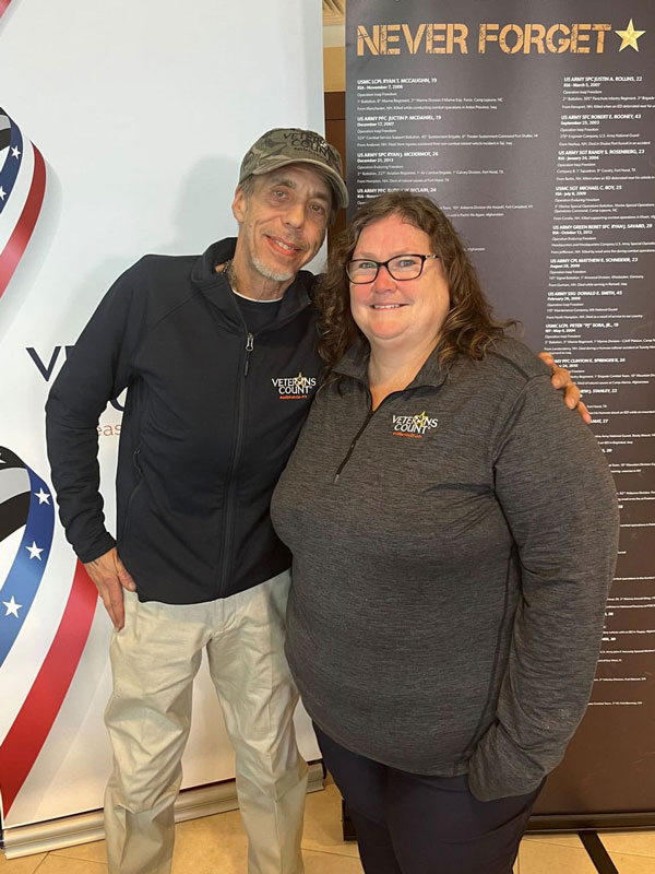 Photo of a Veterans Count staff member and client.