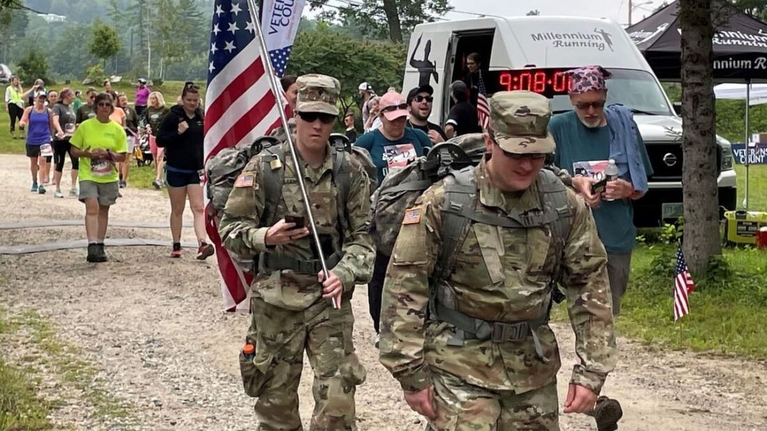 Soldiers marching at the 2022 Veterans Count Pirates Cove Event
